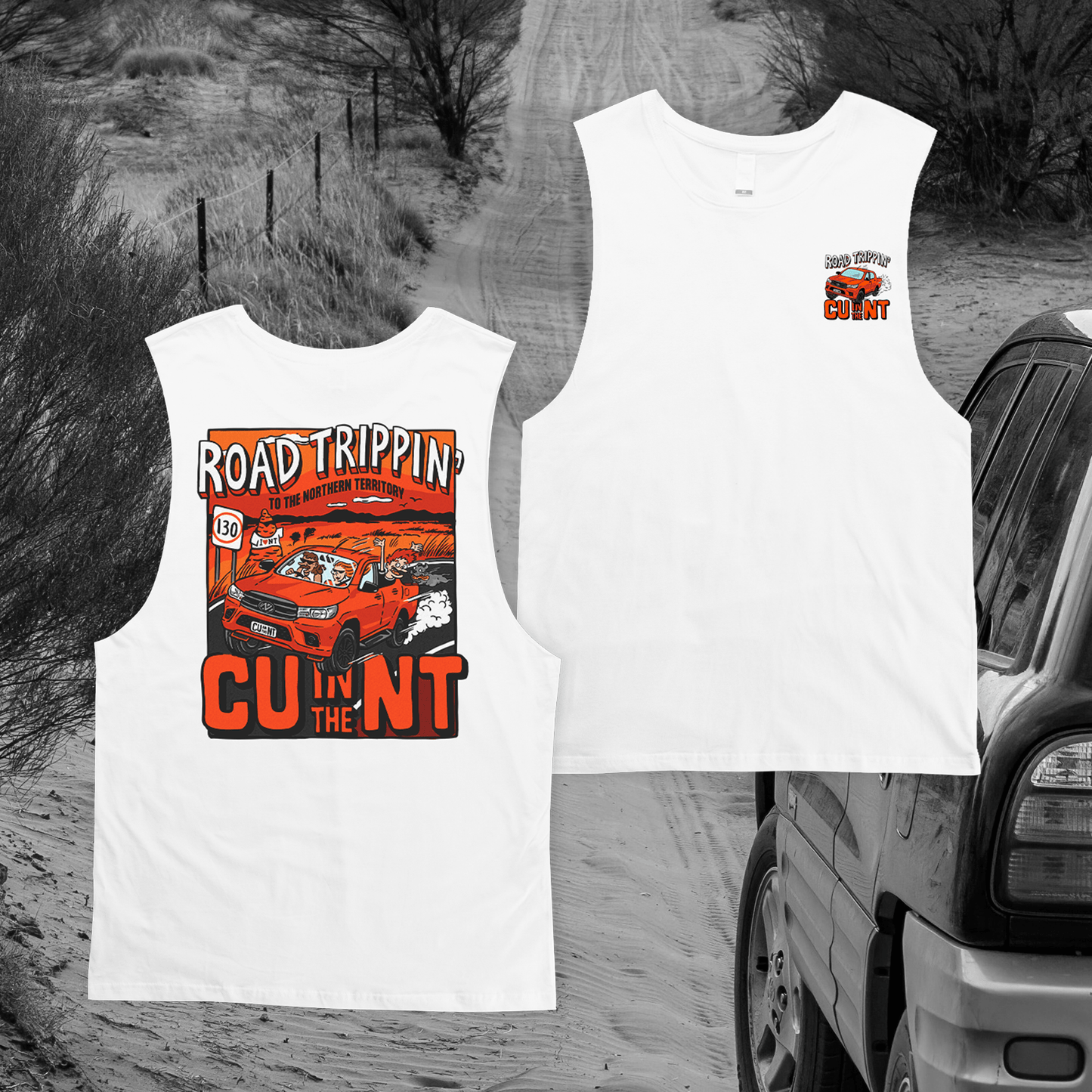 Road Trippin Muscle Tee White