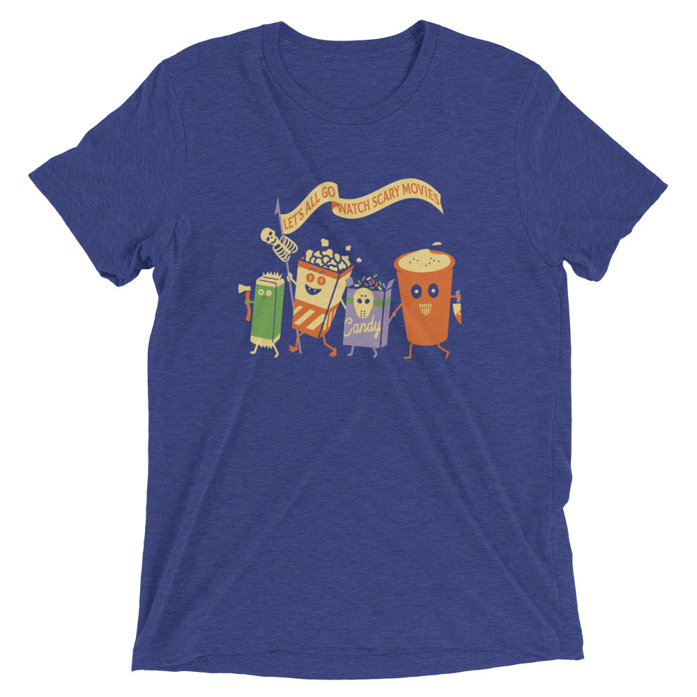 Let's All Go Watch Scary Movies Men's Tri-Blend Tee