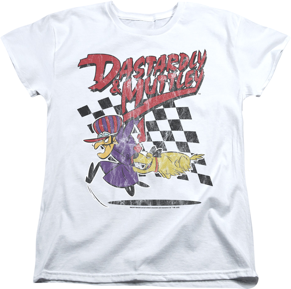 Womens Vintage White Dastardly & Muttley Wacky Races Shirt