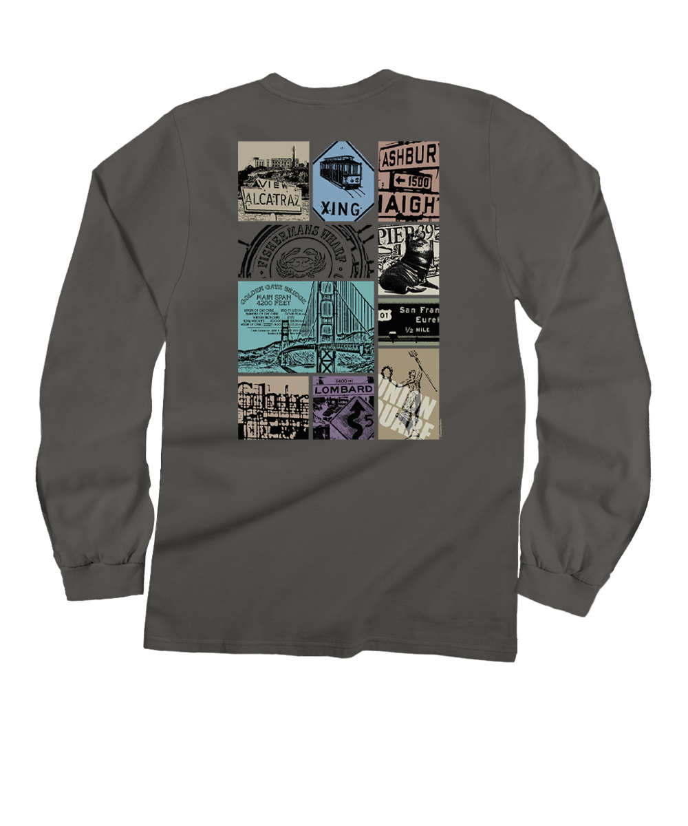San Francisco Signs - Crater DyedÂ® Long Sleeve Crewneck T-Shirt