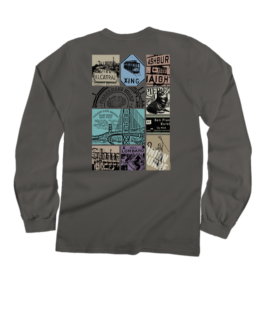 San Francisco Signs - Crater DyedÂ® Long Sleeve Crewneck T-Shirt