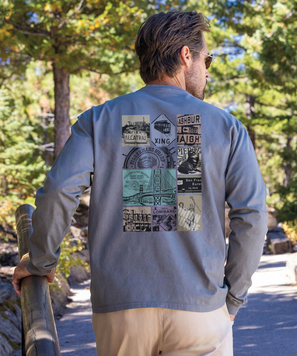 San Francisco Signs - Crater DyedÂ® Long Sleeve Crewneck T-Shirt