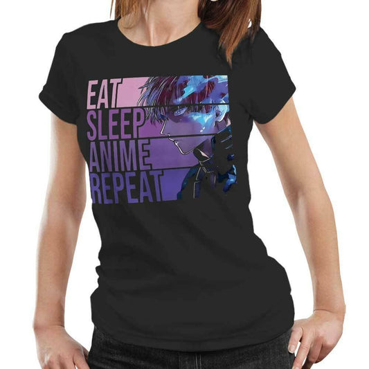 Eat Sleep Anime Repeat Tshirt Fitted Ladies Style001