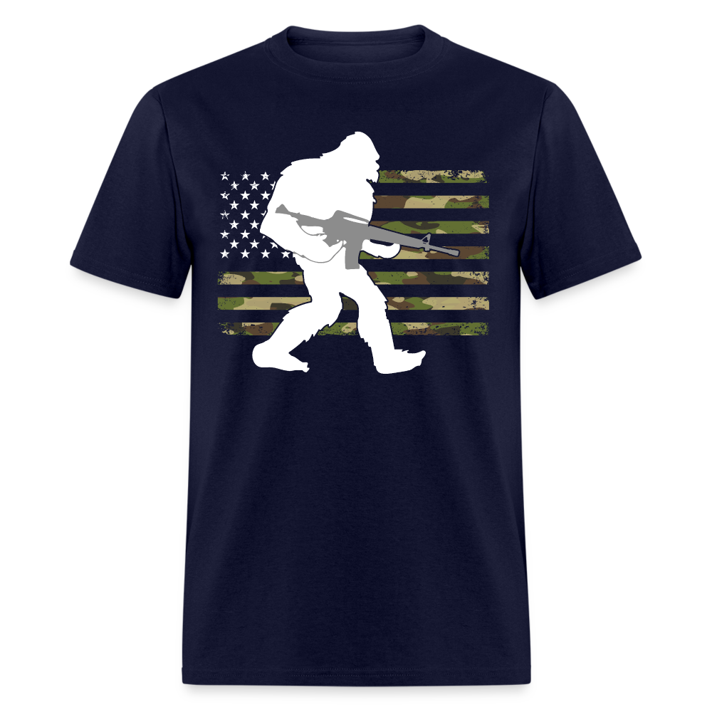 Bigfoot Camo US American Flag T Shirt