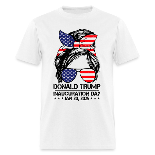Inauguration Day 2025 Trump Girl Messy Bun T Shirt