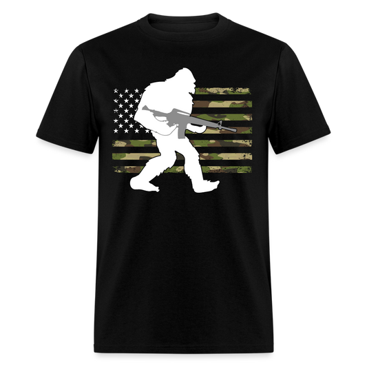 Bigfoot Camo US American Flag T Shirt
