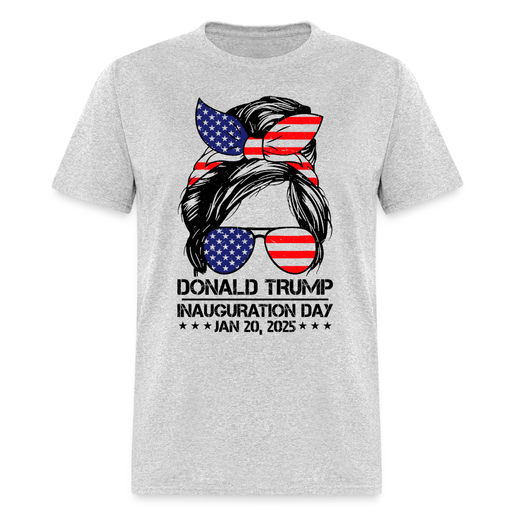Inauguration Day 2025 Trump Girl Messy Bun T Shirt