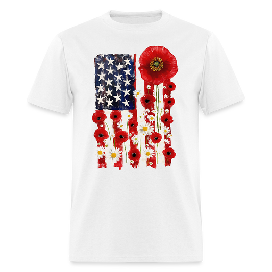 American Flag Poppy Flower Memorial T Shirt