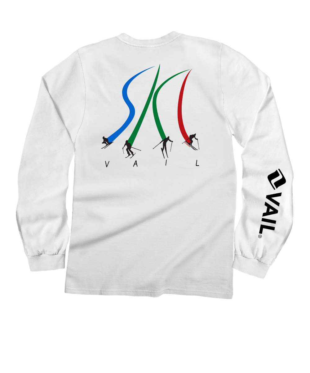 Vail Resort Ultimate Ski - White Long Sleeve Crewneck T-Shirt