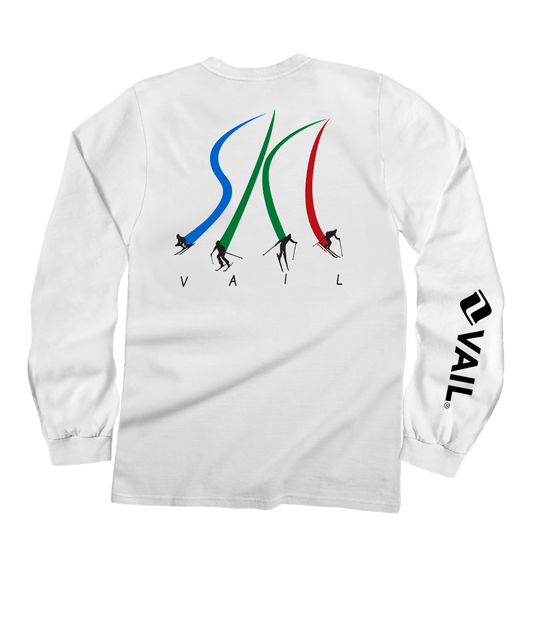 Vail Resort Ultimate Ski - White Long Sleeve Crewneck T-Shirt