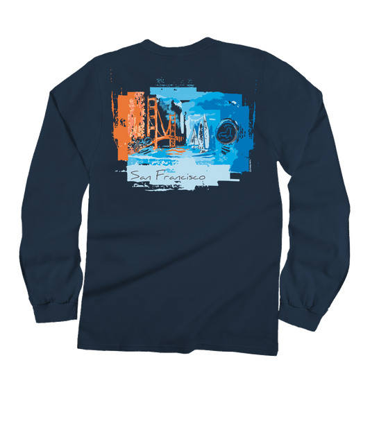 San Francisco Favs - Navy Long Sleeve Crewneck T-Shirt