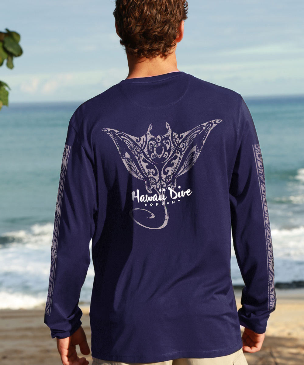 Tribal Dive - Indigo Long Sleeve Pima T-Shirt