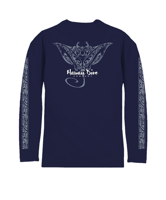 Tribal Dive - Indigo Long Sleeve Pima T-Shirt