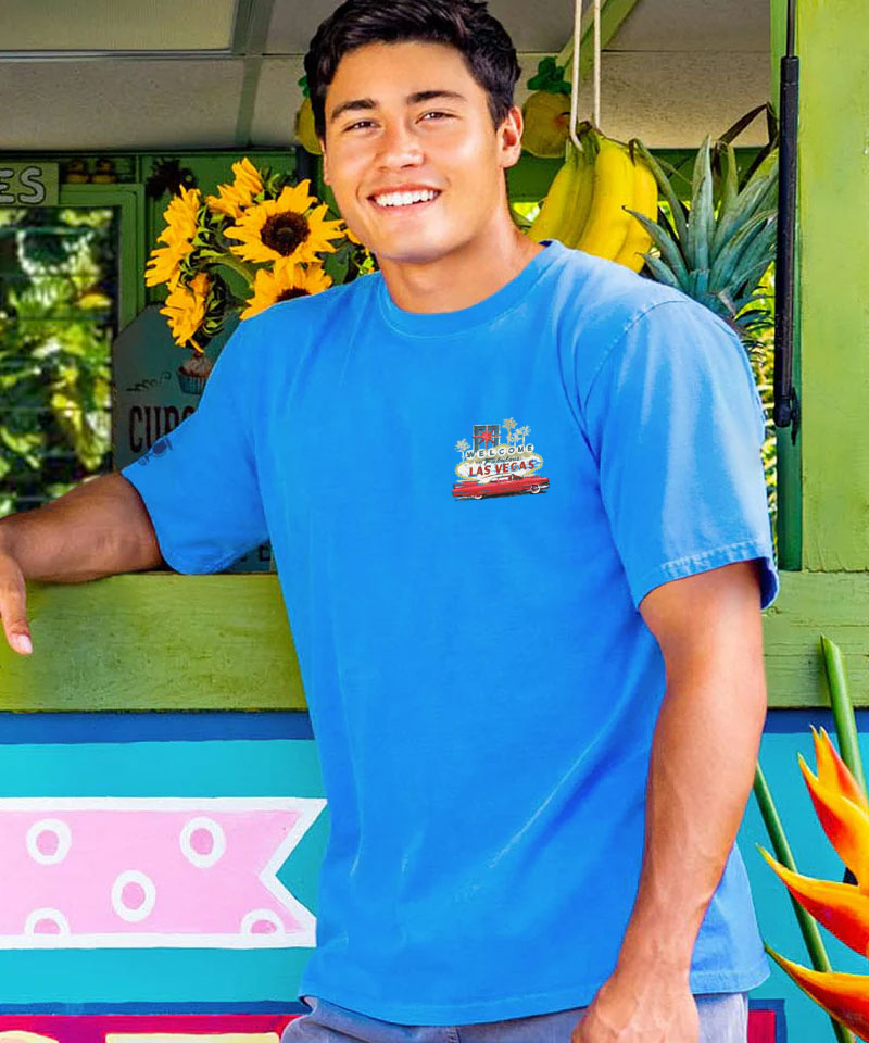 Vegas Caddy - Blue Hawaii Dyed Short Sleeve Crewneck T-Shirt