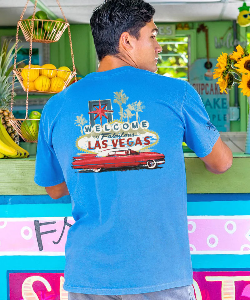 Vegas Caddy - Blue Hawaii Dyed Short Sleeve Crewneck T-Shirt