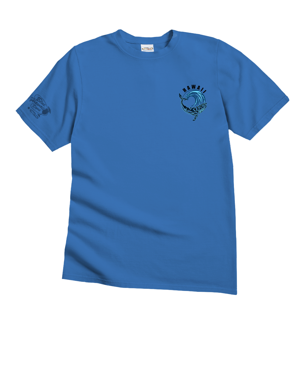 Malama Whale - Blue Hawaii Dyed Short Sleeve Crewneck T-Shirt