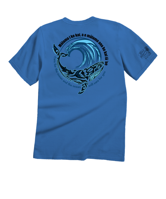 Malama Whale - Blue Hawaii Dyed Short Sleeve Crewneck T-Shirt