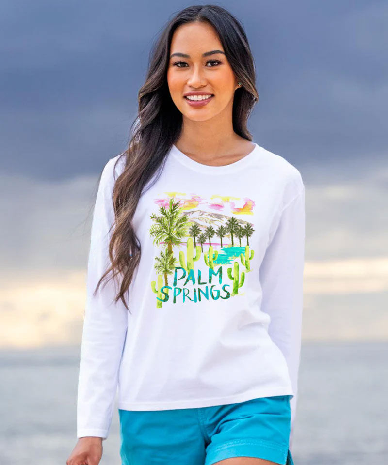 The Desert Getaway - White Long Sleeve Crewneck T-Shirt