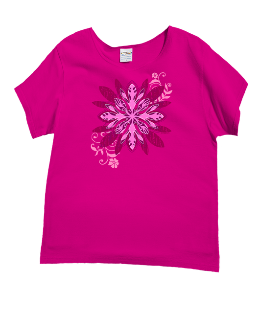Lehua Quilt - Berry Short Sleeve Scoop Neck T-Shirt