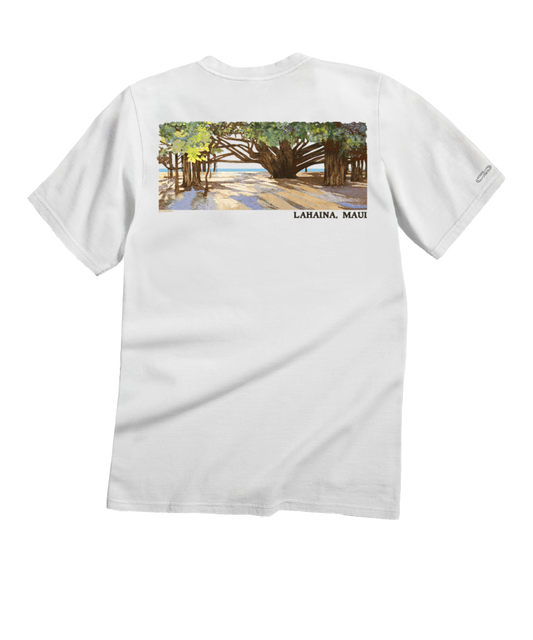 Banyan Tree Court - White Short Sleeve Crewneck T-Shirt