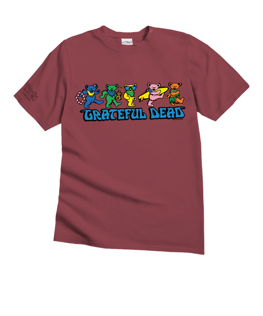 Grateful Dead Hula Bears - Paradise Red Dyed Short Sleeve Crewneck T-Shirt