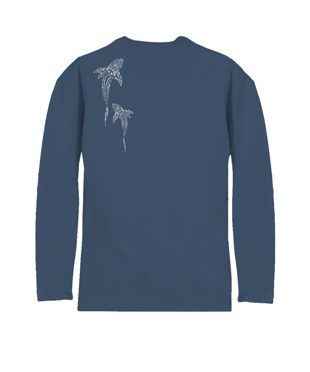 Mano A Mano Ekolu Vertical - Blue Steel Long Sleeve Pima T-Shirt