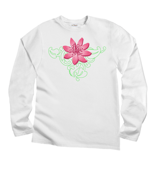 Lily Tattoo - White Long Sleeve Crewneck T-Shirt