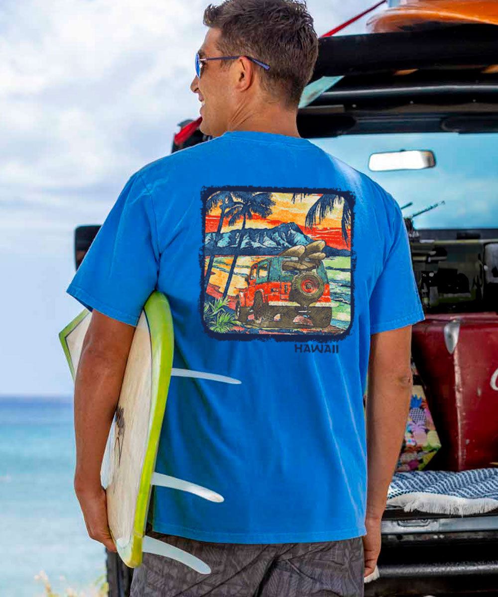 JeepÂ® Island Surf - Blue Hawaii Dyed Short Sleeve Crewneck T-Shirt