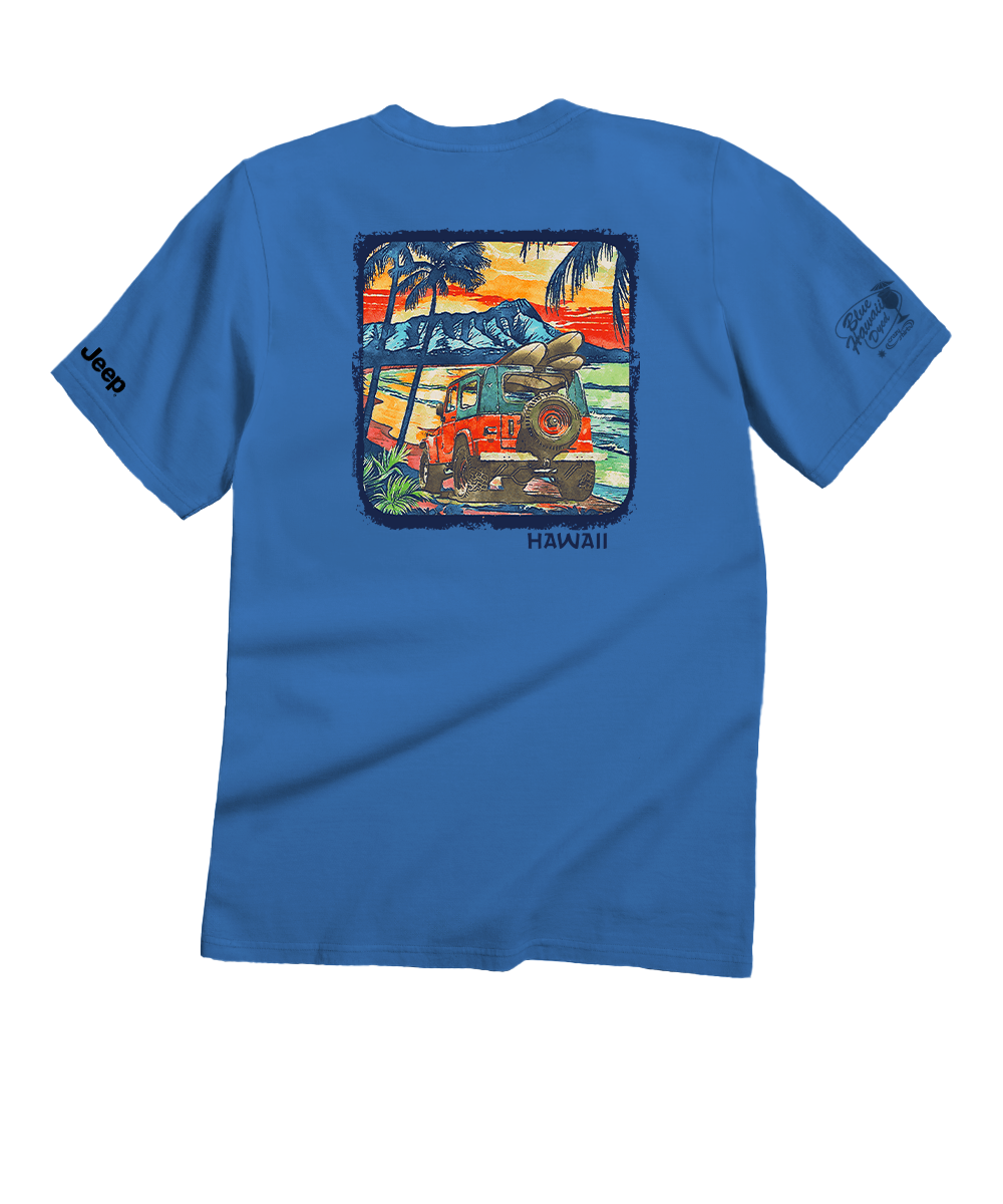 JeepÂ® Island Surf - Blue Hawaii Dyed Short Sleeve Crewneck T-Shirt