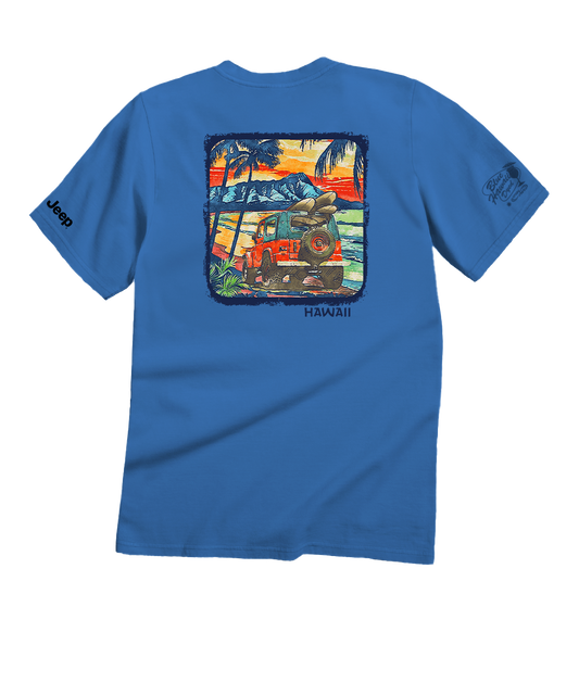 JeepÂ® Island Surf - Blue Hawaii Dyed Short Sleeve Crewneck T-Shirt