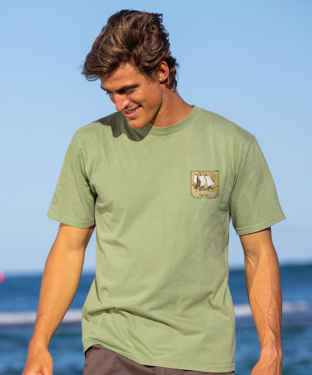 Sarasota Map - Hemp Dyed Short Sleeve Crewneck T-Shirt