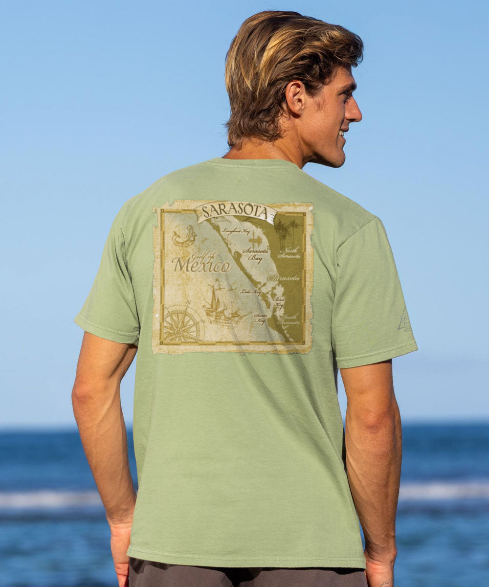 Sarasota Map - Hemp Dyed Short Sleeve Crewneck T-Shirt