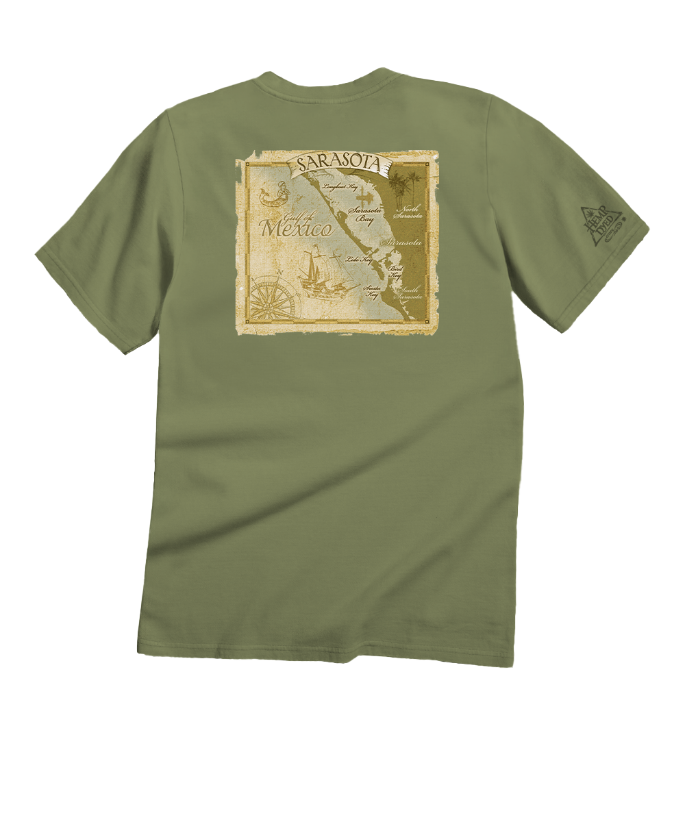 Sarasota Map - Hemp Dyed Short Sleeve Crewneck T-Shirt