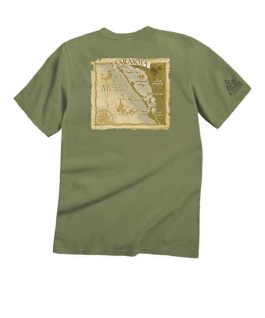 Sarasota Map - Hemp Dyed Short Sleeve Crewneck T-Shirt