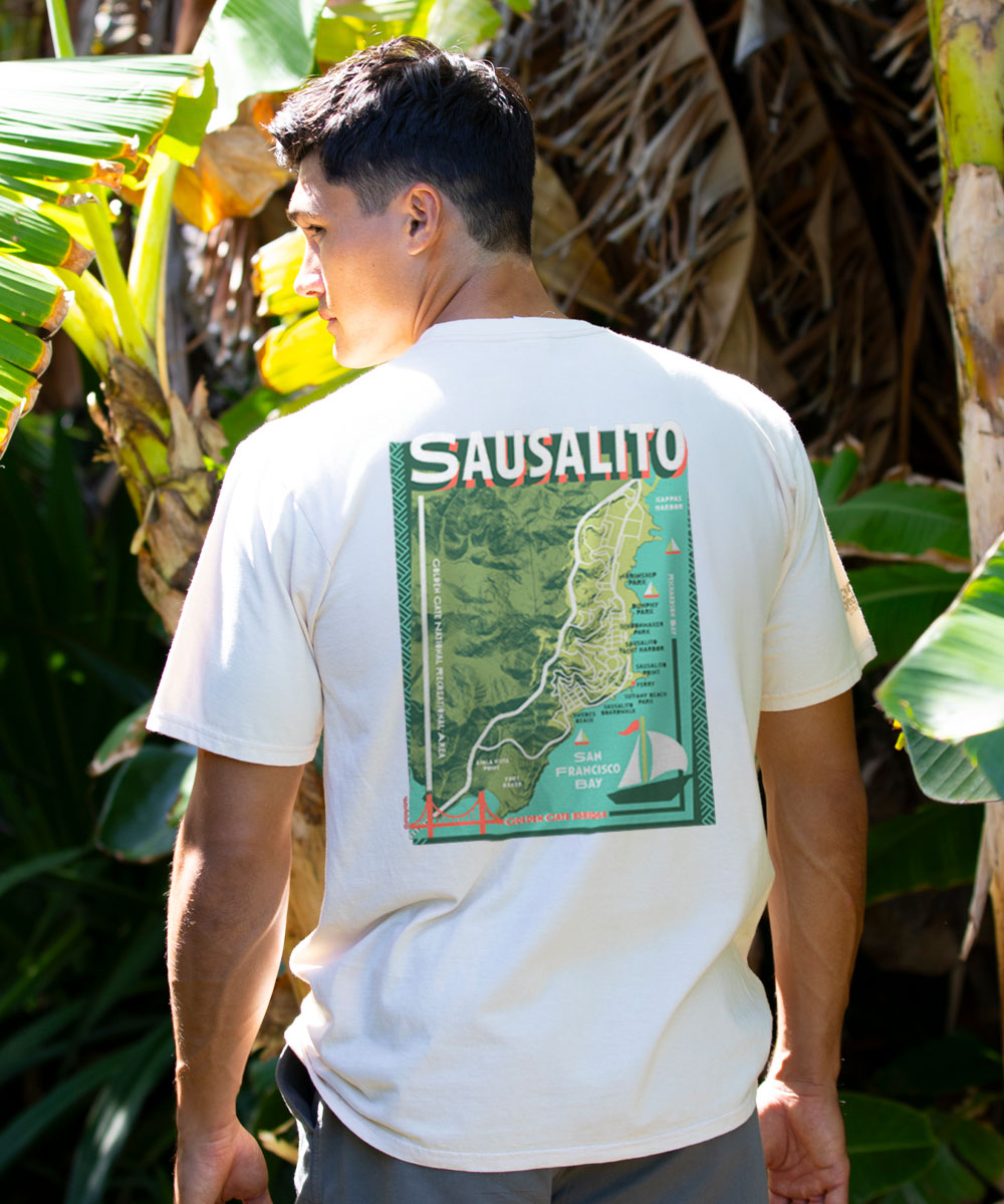 Sausalito Map - Coconut Dyed Short Sleeve Crewneck T-Shirt