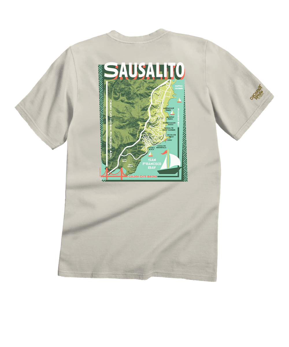 Sausalito Map - Coconut Dyed Short Sleeve Crewneck T-Shirt