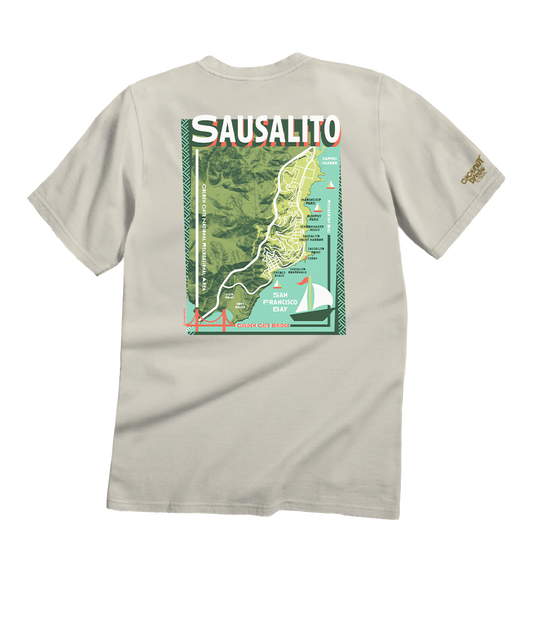 Sausalito Map - Coconut Dyed Short Sleeve Crewneck T-Shirt