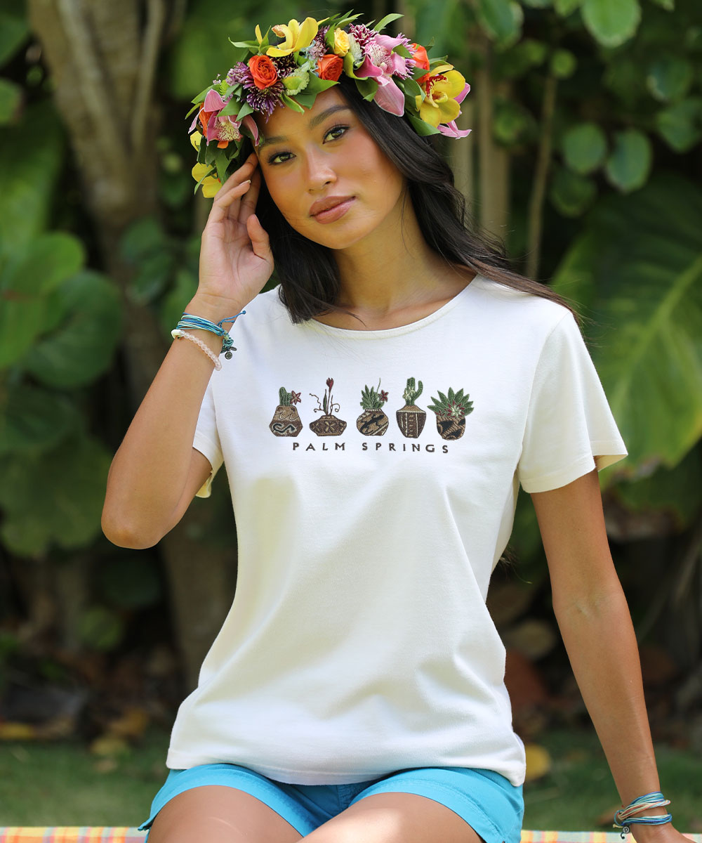 Tribal Pottery - Coconut Dyed Short Sleeve Scoop Neck T-Shirt