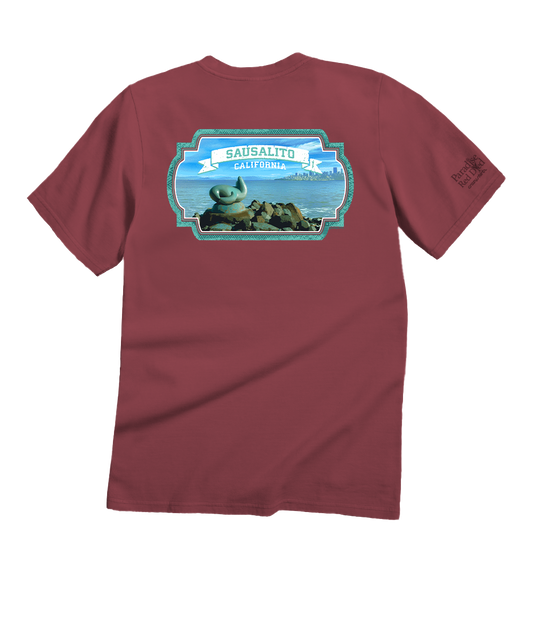 Sausalito Seal Statue - Paradise Red Dyed Short Sleeve Crewneck T-Shirt