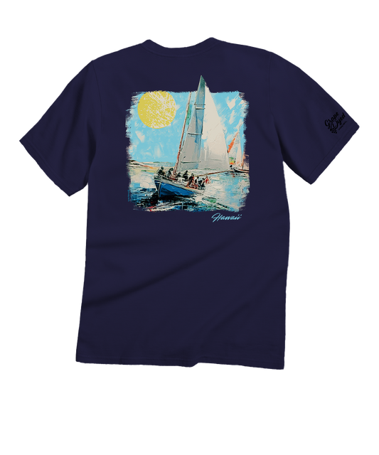 Sailboat Regatta - Grape Dyed Short Sleeve Crewneck T-Shirt