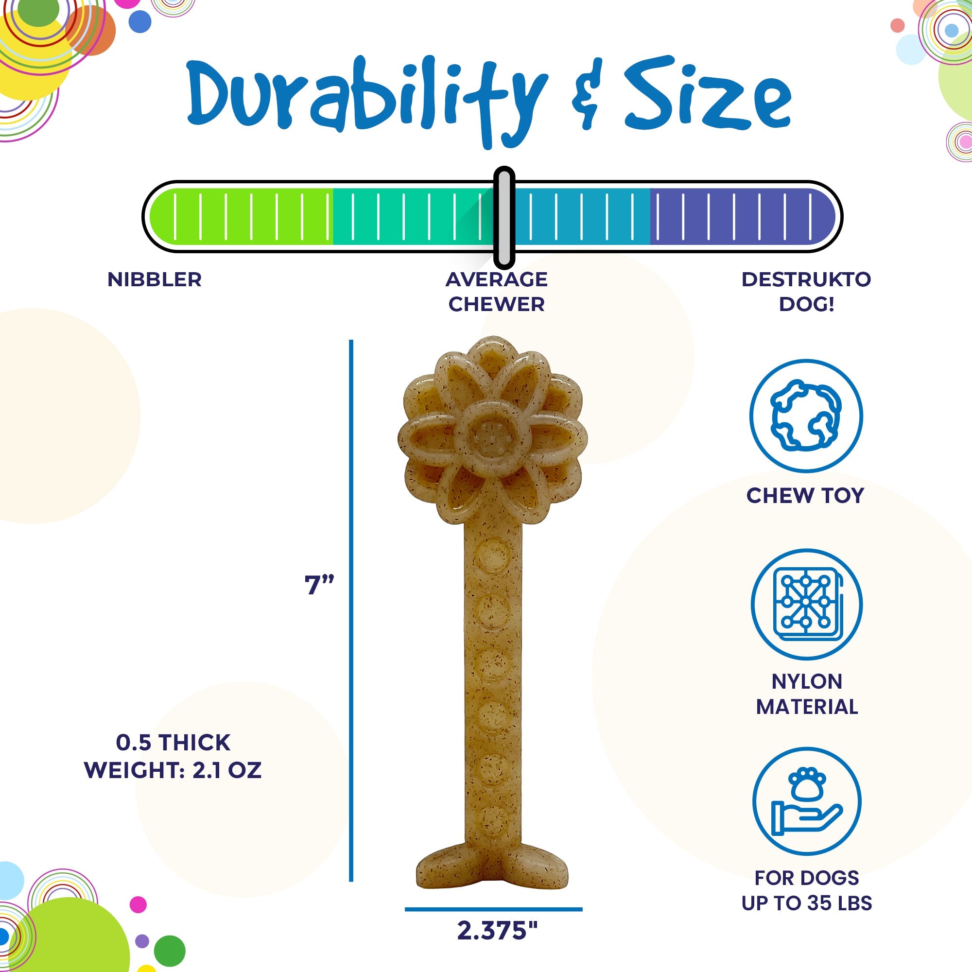 Flower Tower Nylon Chew Toy for Aggressive Chewers - USA Made Enrichment Toy