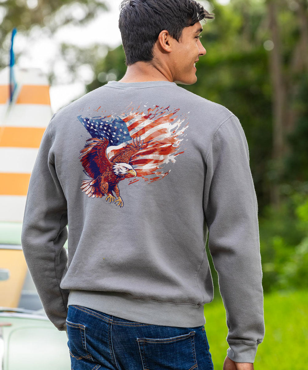 Freedom Eagle Flight - Crater DyedÂ® Long Sleeve Sweatshirt