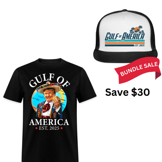 Gulf Of America Funny Taco T Shirt + Trucker Hat Bundle