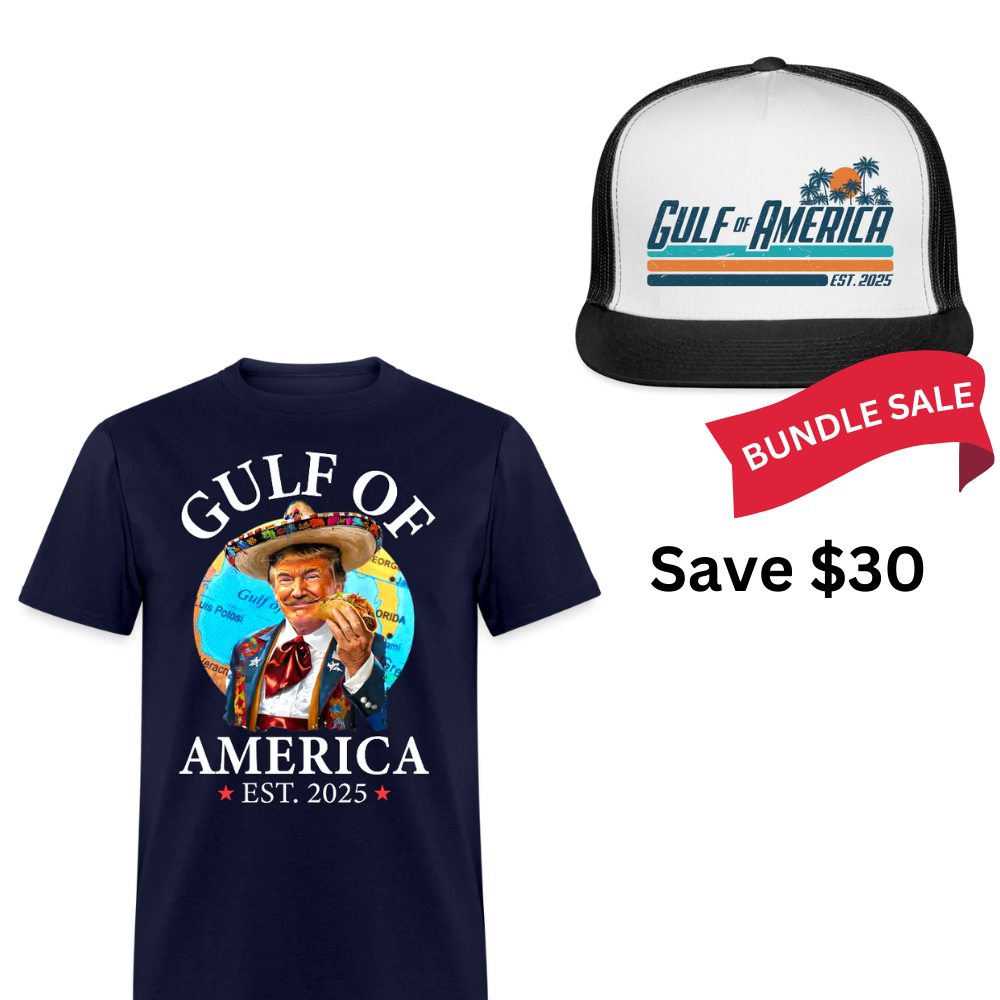 Gulf Of America Funny Taco T Shirt + Trucker Hat Bundle