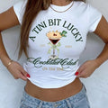 A Tini Bit Lucky St Patricks Day Baby Tee St Patricks Day Crop Top Espresso Martini Y2K Baby Tee Retro 90s Long Baby Tee Trendy Baby Tee