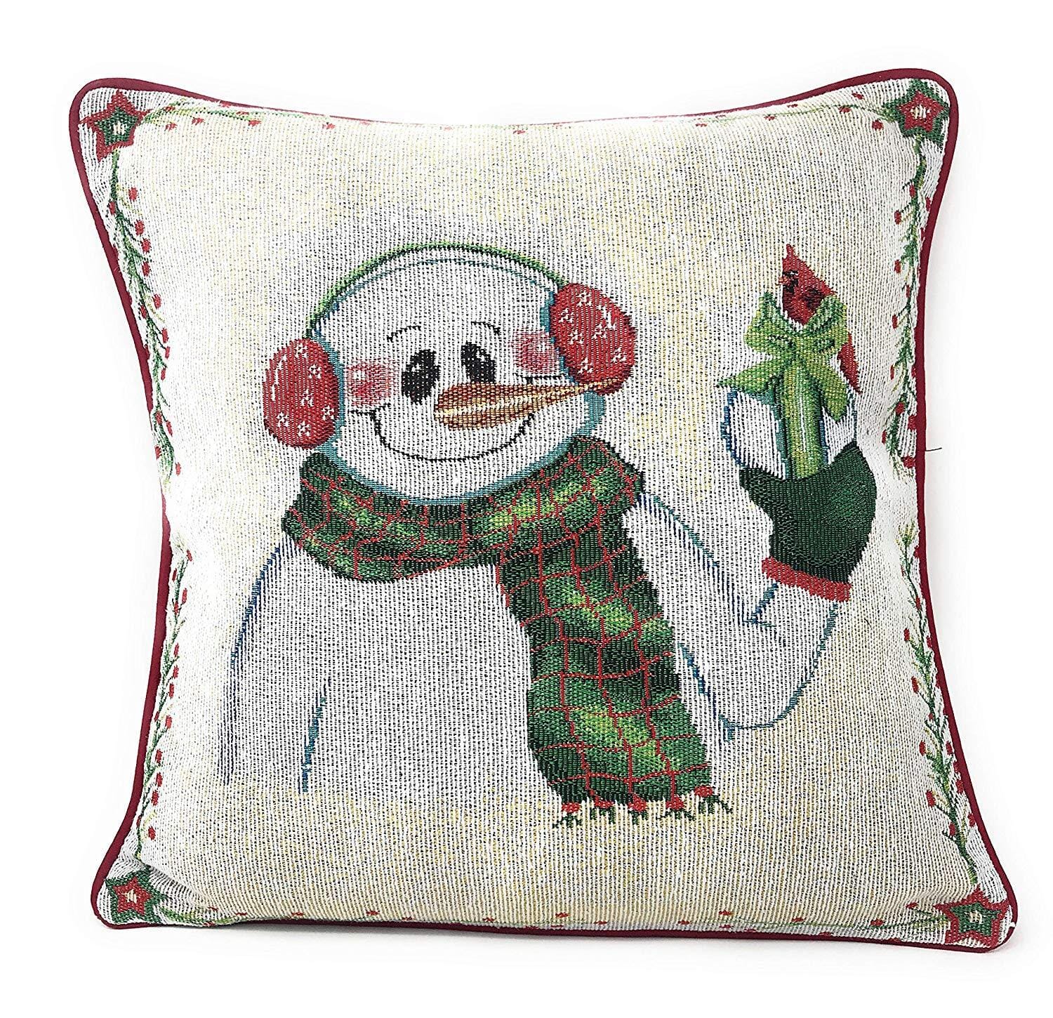 DaDa Bedding Set of 4 Pieces - Magical Santa Snowman Gingerbread Christmas Holiday Tapestry Throw Pillow Covers Bundle Pack - 16" x 16"