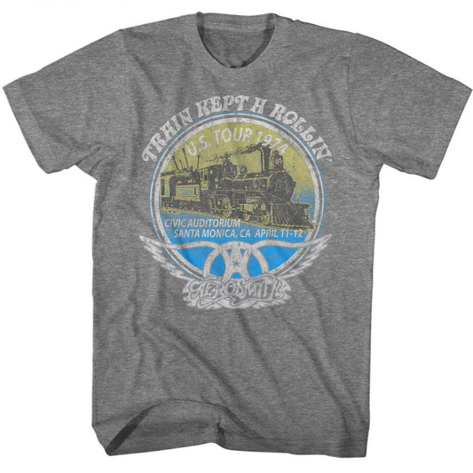 Aerosmith - Rollin - American Classics - Heather Gray Adult Short Sleeve T-Shirt