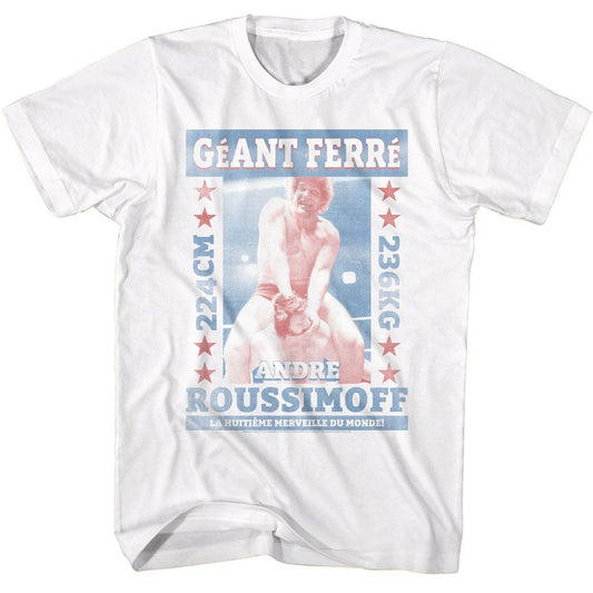 Andre The Giant - Andre Geant Ferre - American Classics - Solid White Adult Short Sleeve T-Shirt