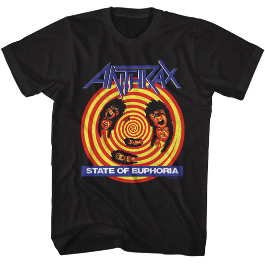 Anthrax - State Of Euphoria - American Classics - Solid Black Adult Short Sleeve T-Shirt