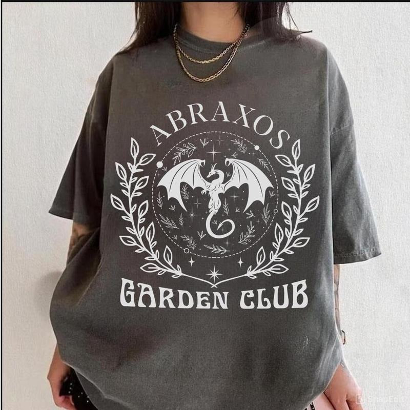 Abraxos Garden Club Shirt, Fantasy Dragon Tee, Bookish Aesthetic Shirt, Throne of Glass Fan Gift, Mystical Creature T-Shirt, Dark